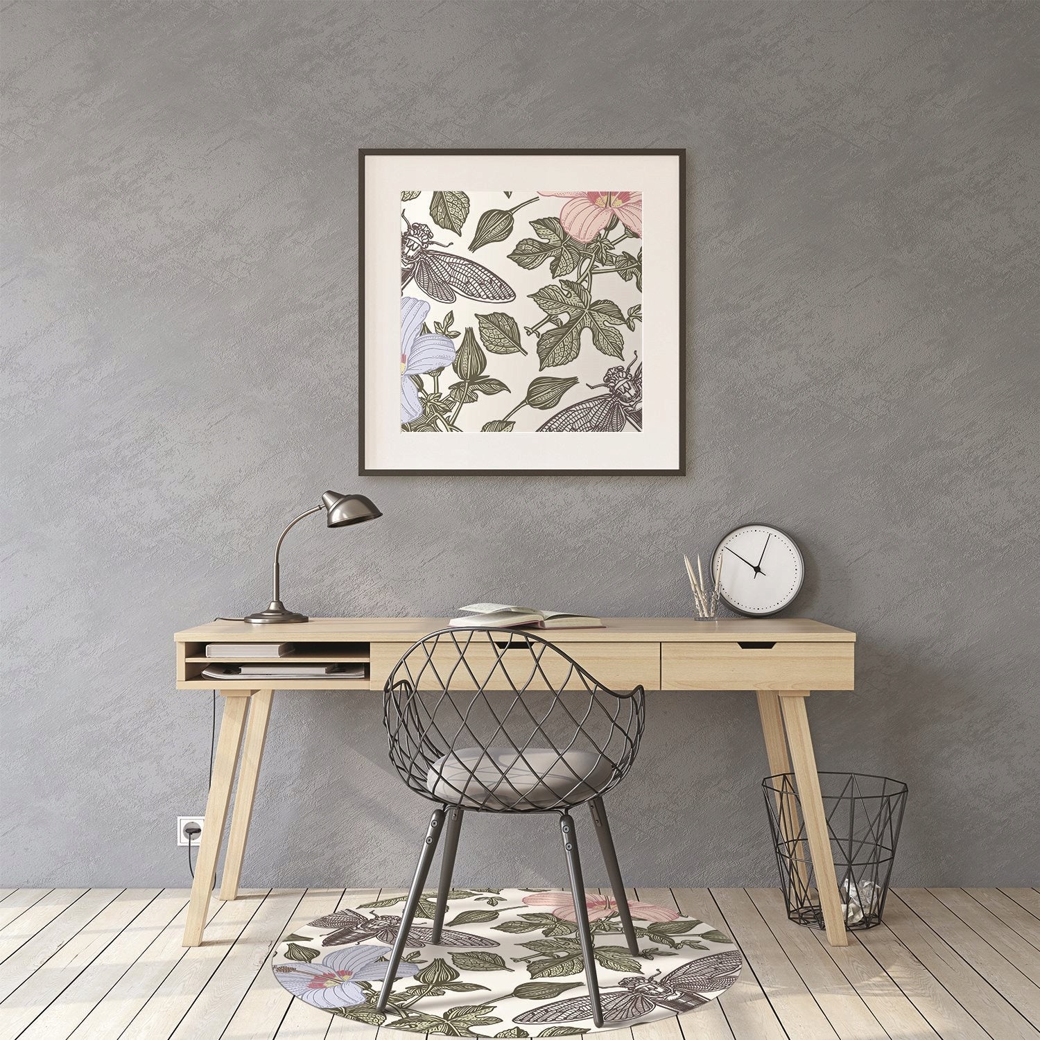 Colorful floor mat fi100 Butterflies among flowers Brand Decormat