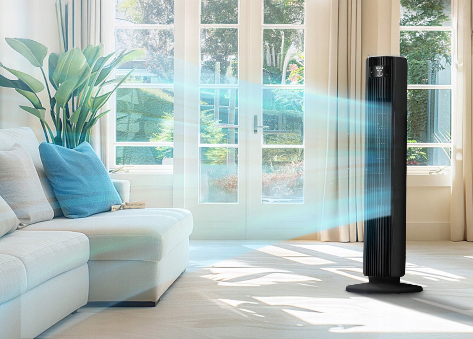 Column Fan Levoit TempSense 36 DC Floor Fan Standing Quiet Dominant color black