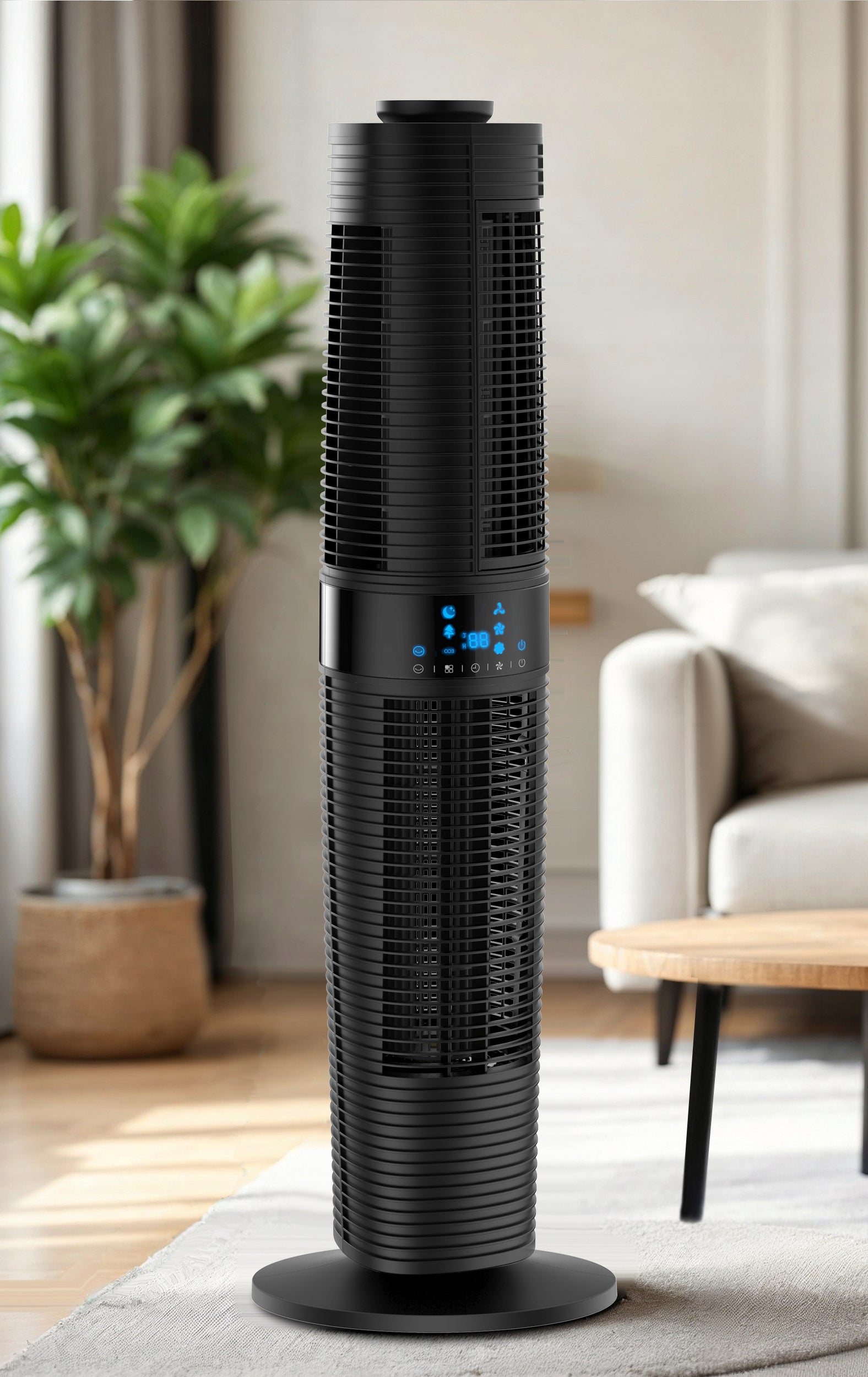 Column Fan TWO SEPARATE AIRFLOW ZONES 7m/s Remote Control 97cm Quiet XXL Packaging status original