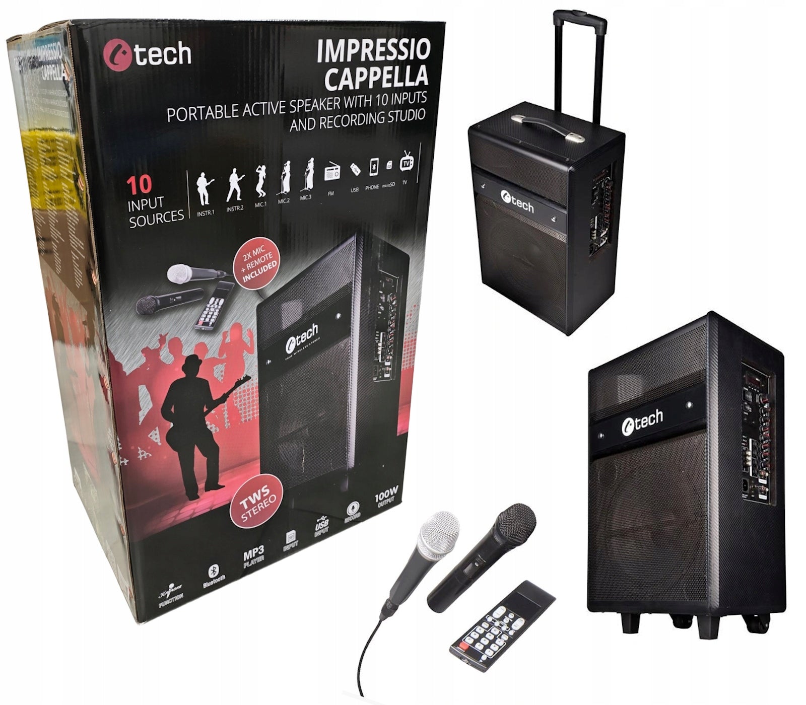 Column MEGA Portable speaker C-TECH Impressio Cappella 100W RMS Suitcase