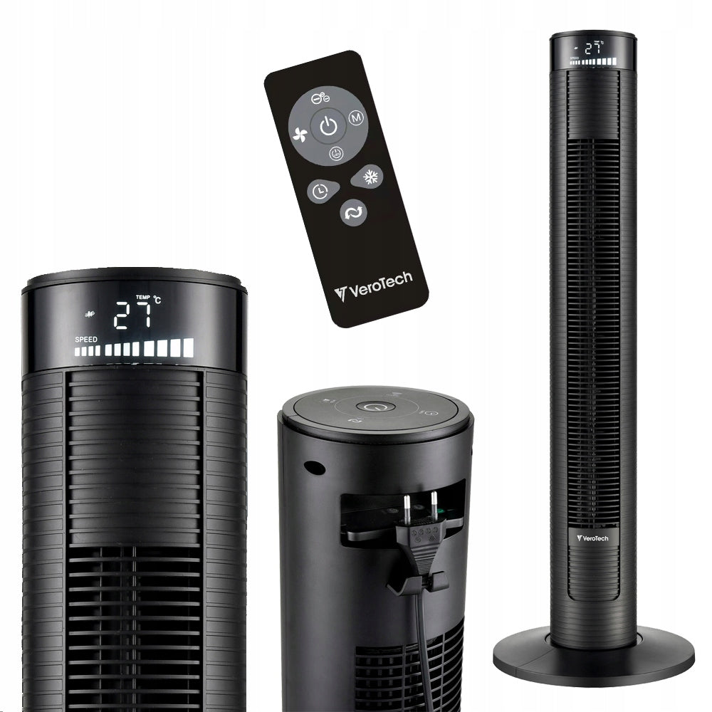 Column fan Verotech VF-910B black with remote control Air conditioning