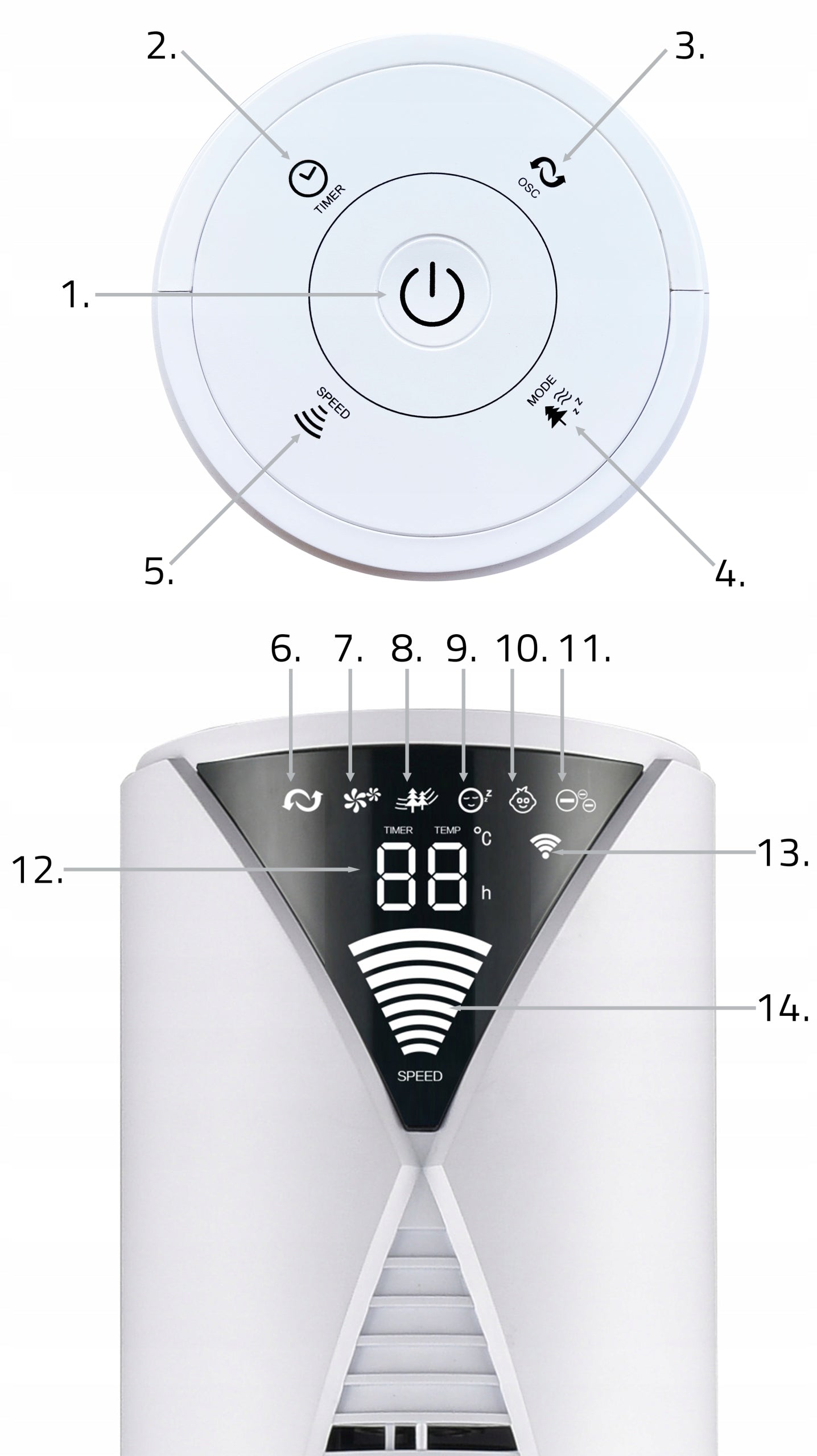 Column fan floor standing fan PILOT IONIZATION WiFi 118 cm Dominant color white