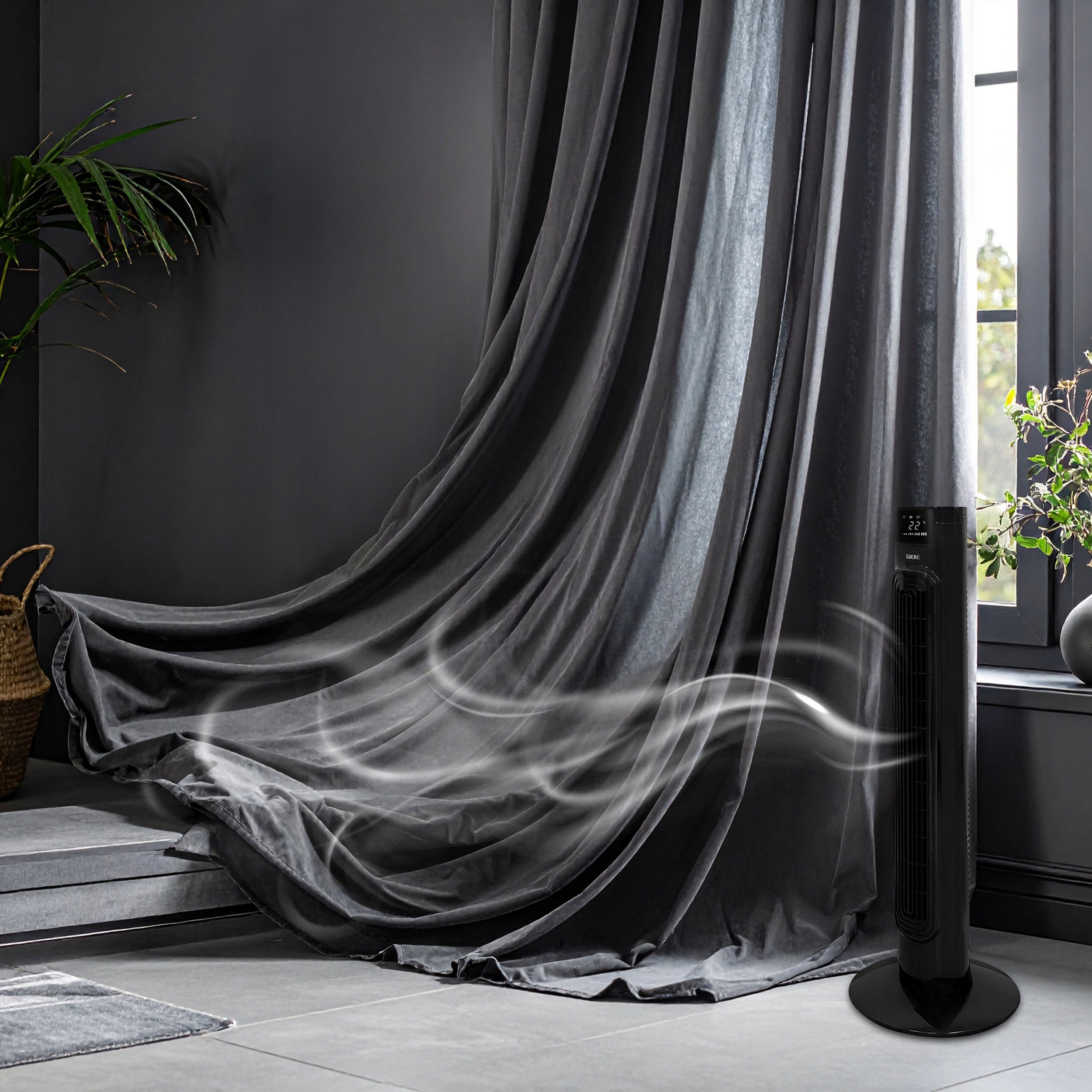 Column fan quiet standing with remote control EBERG AIRO85 floor Model EBERG AIRO 85 mocny cichy wentylator kolumnowy XXL