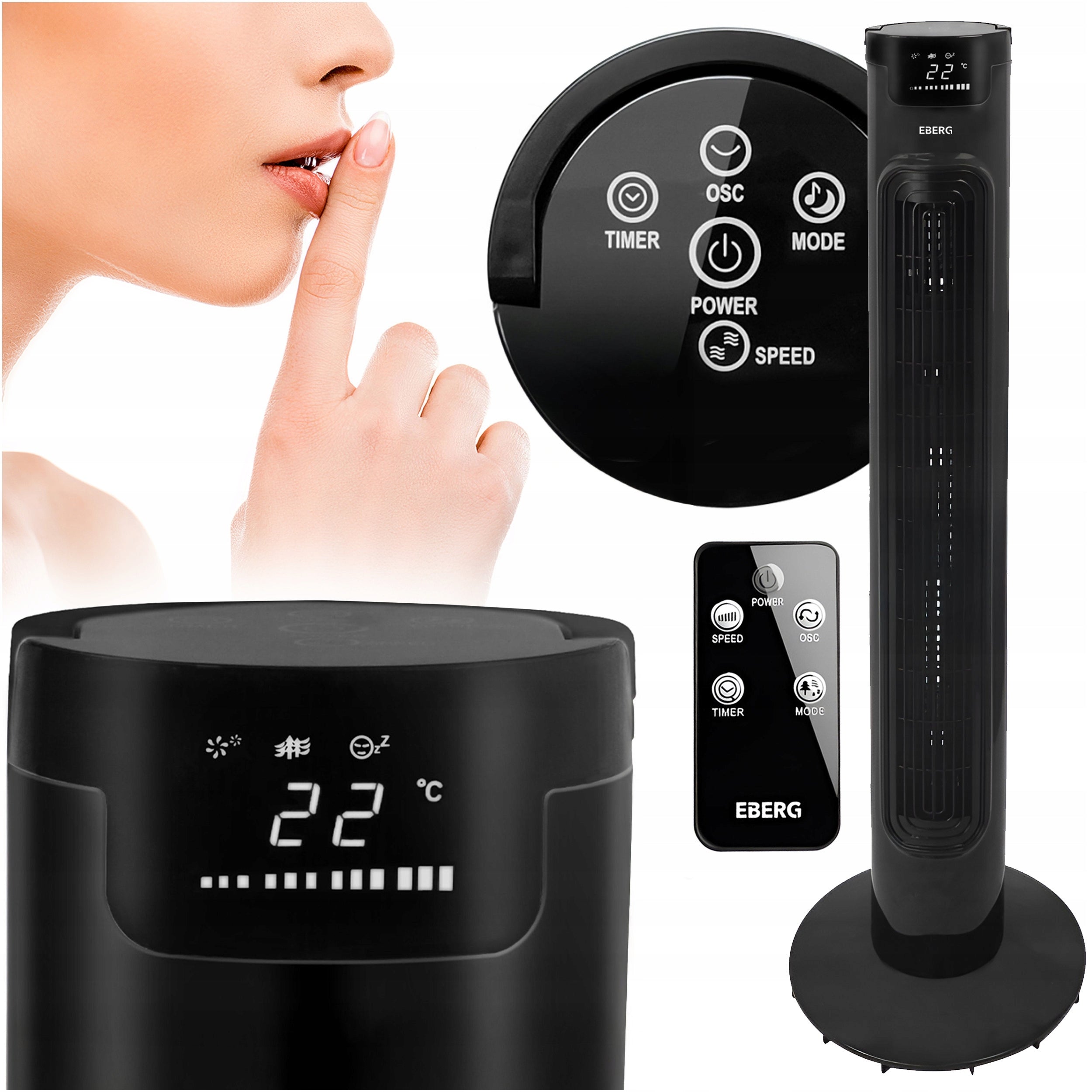 Column fan quiet standing with remote control EBERG AIRO85 floor