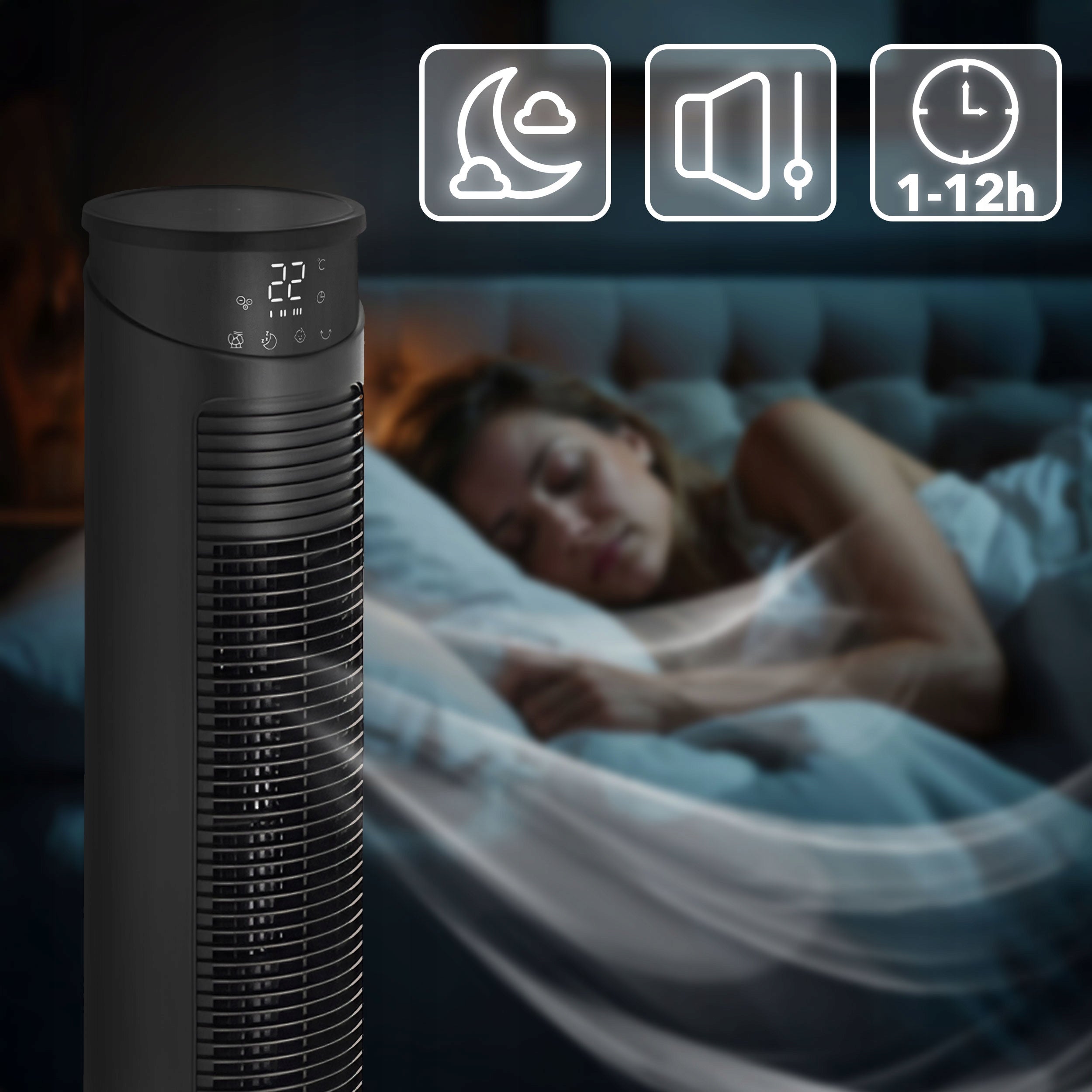 Column fan silent fan EBERG FYN JONY +AROMA +WiFi +10m XXL LED Brand EBERG