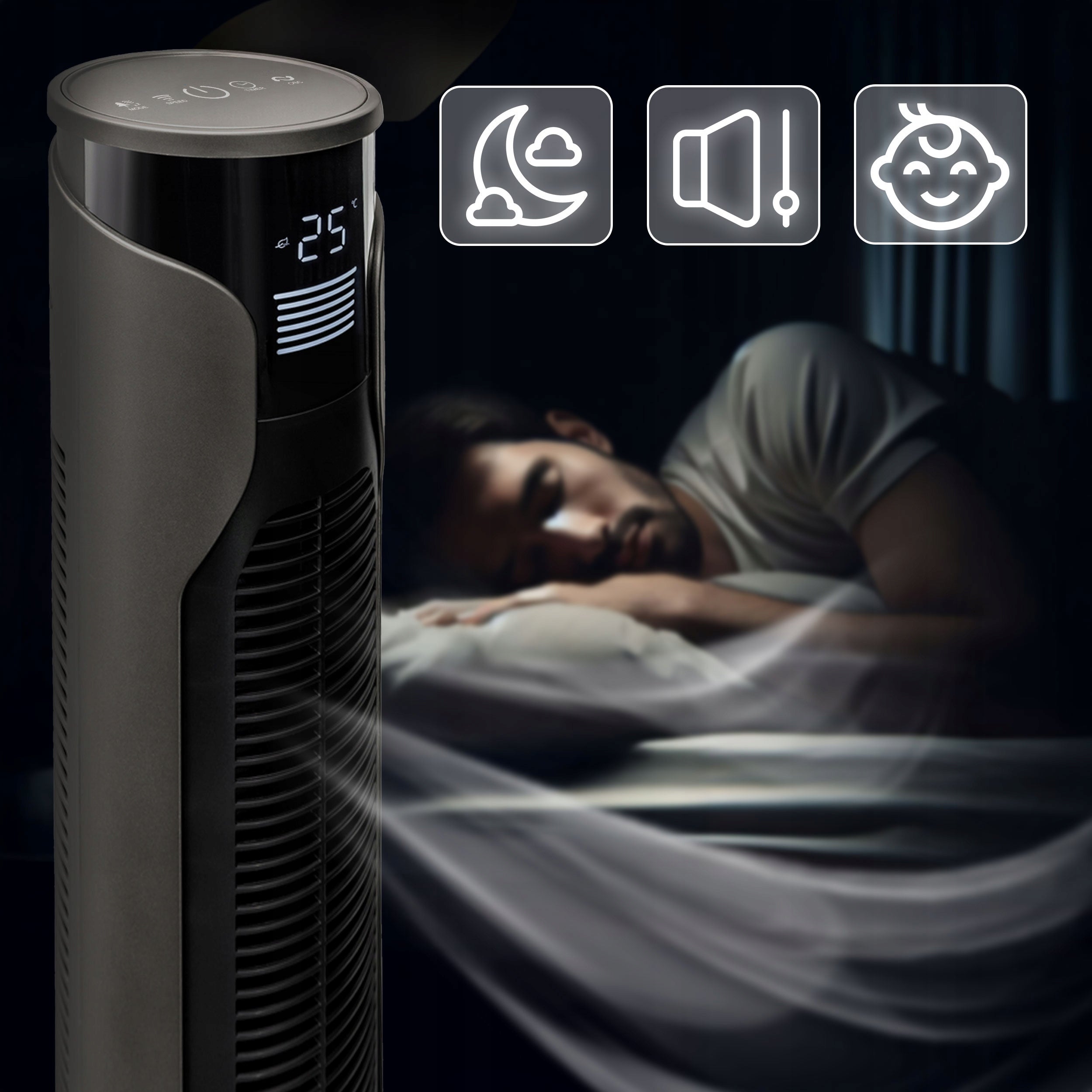 Column fan standing quiet EBERG RIFF 116cm Ionization Manufacturer code Wentylator kolumnowy EBERG RIFF AROMA 116cm