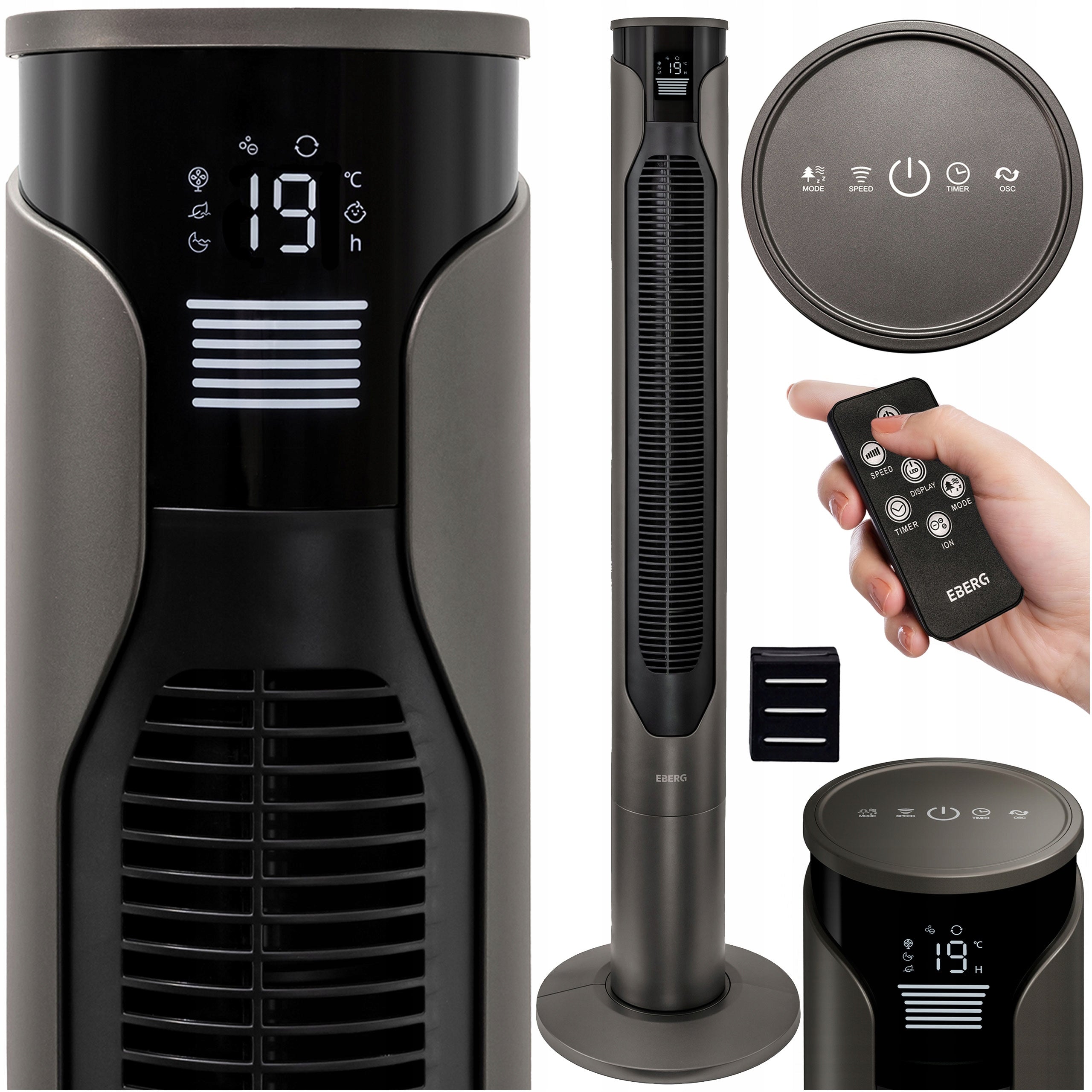 Column fan standing quiet EBERG RIFF 116cm Ionization