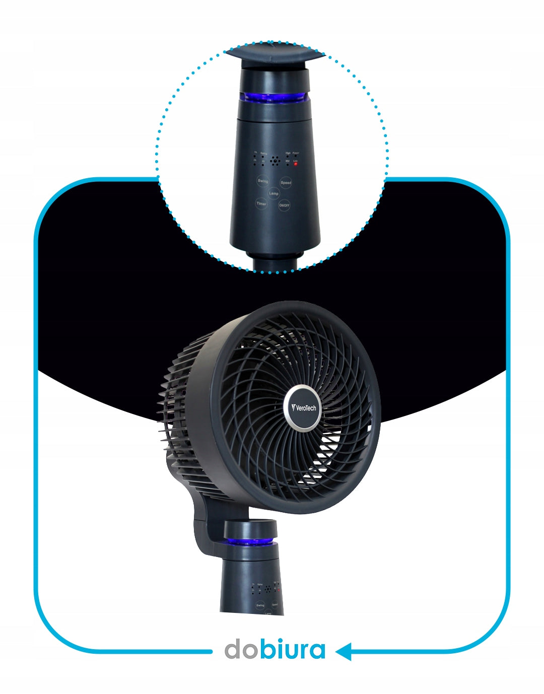 Column floor fan Verotech VF-720 black remote control oscillation 3D Functions Ionization oscillation automatic oscillation tilt angle adjustment height adjustment timer other