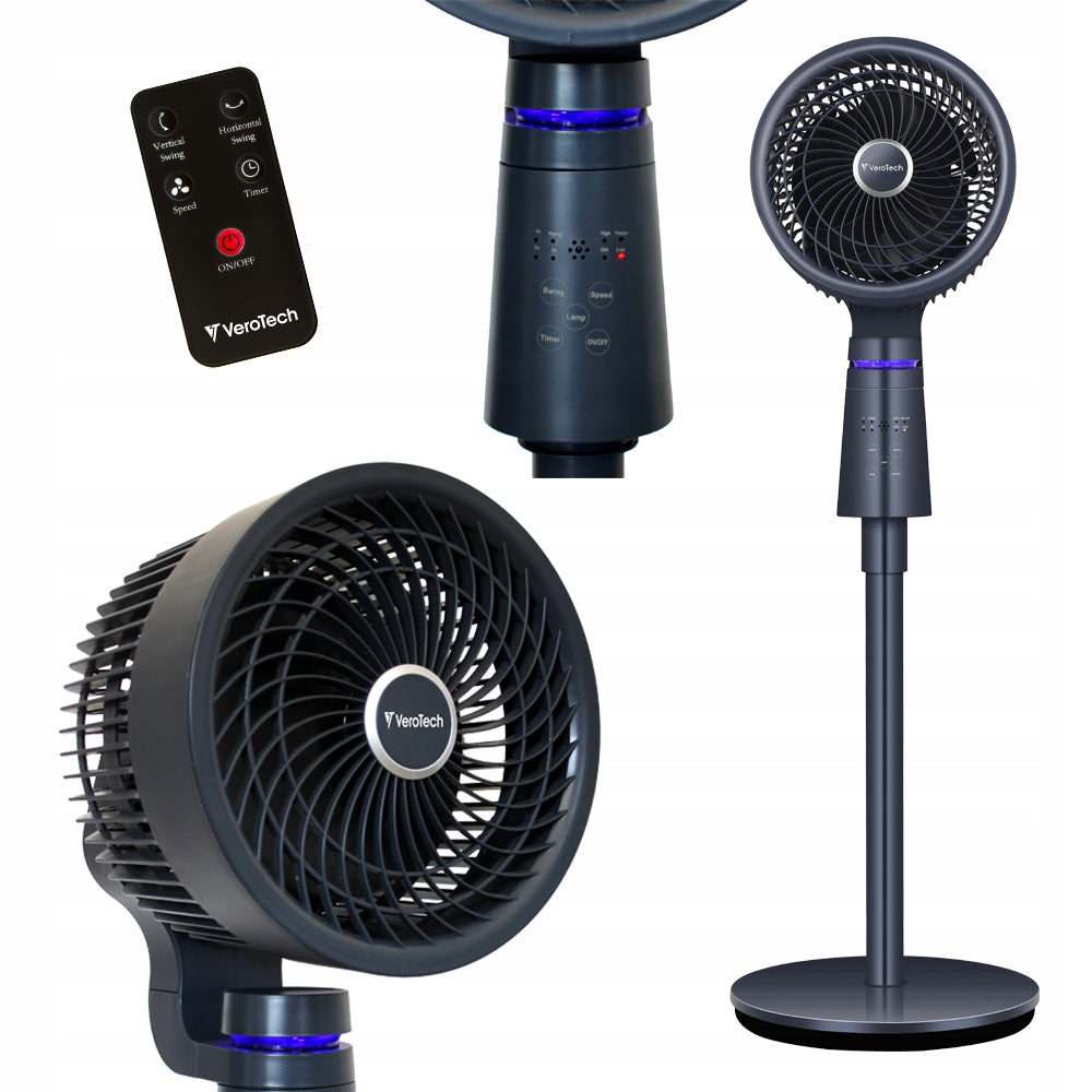 Column floor fan Verotech VF-720 black remote control oscillation 3D