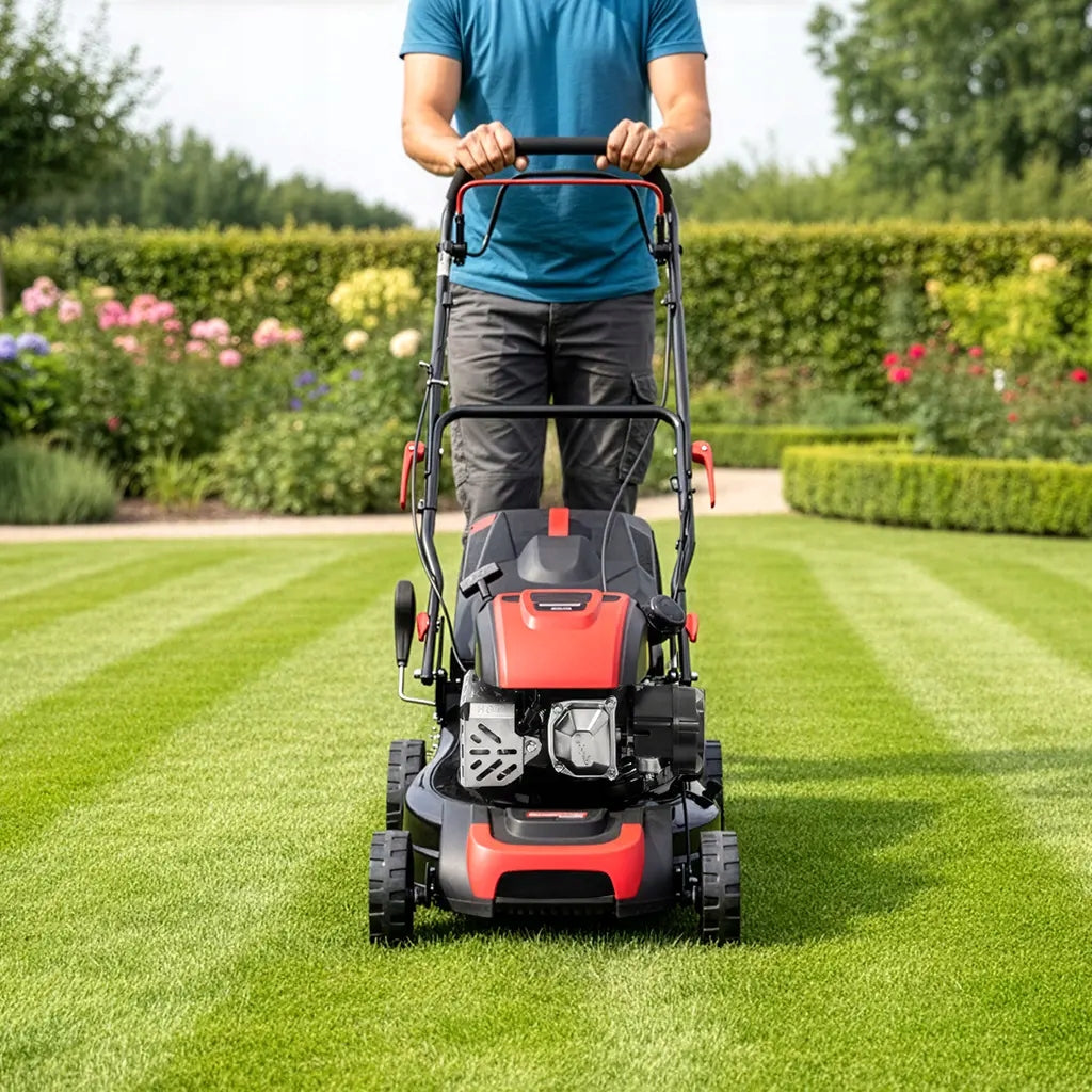 Combustion mower with Drive 149CC 41cm Mulching Adjustment WERKBERG 50L Brand WERKBERG