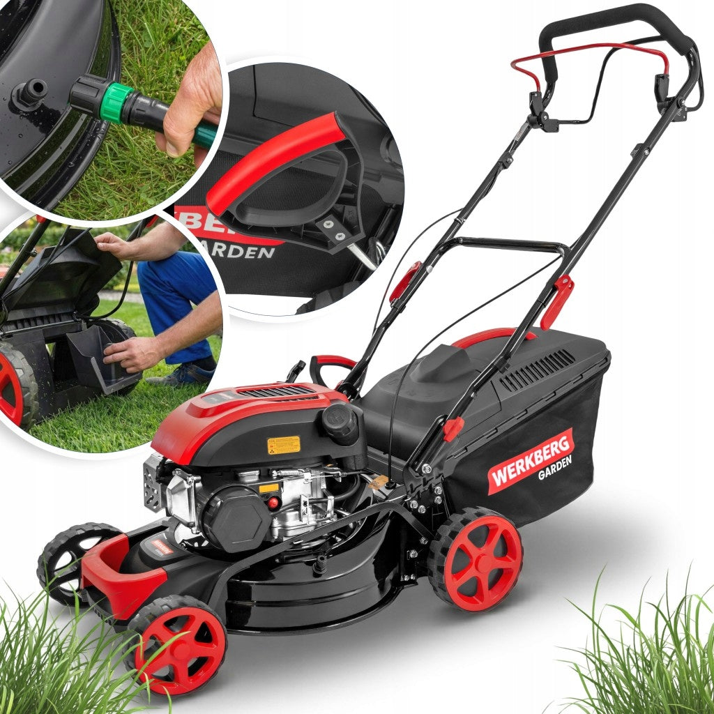 Combustion mower with Drive 149CC 41cm Mulching Adjustment WERKBERG 50L