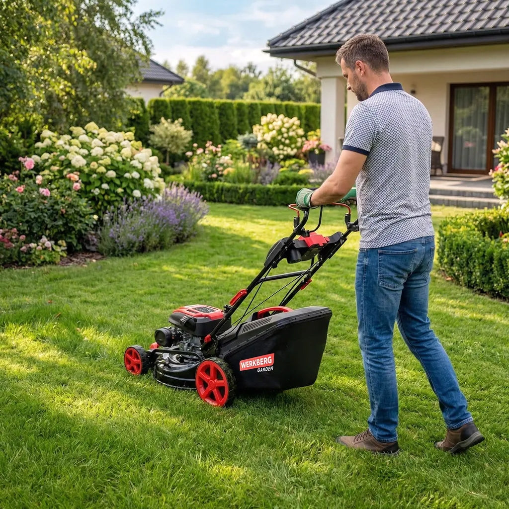 Combustion mower with Drive 196CC 51cm STARTER 4in1 LARGE WERKBERG 60L Mowing width 51 cm
