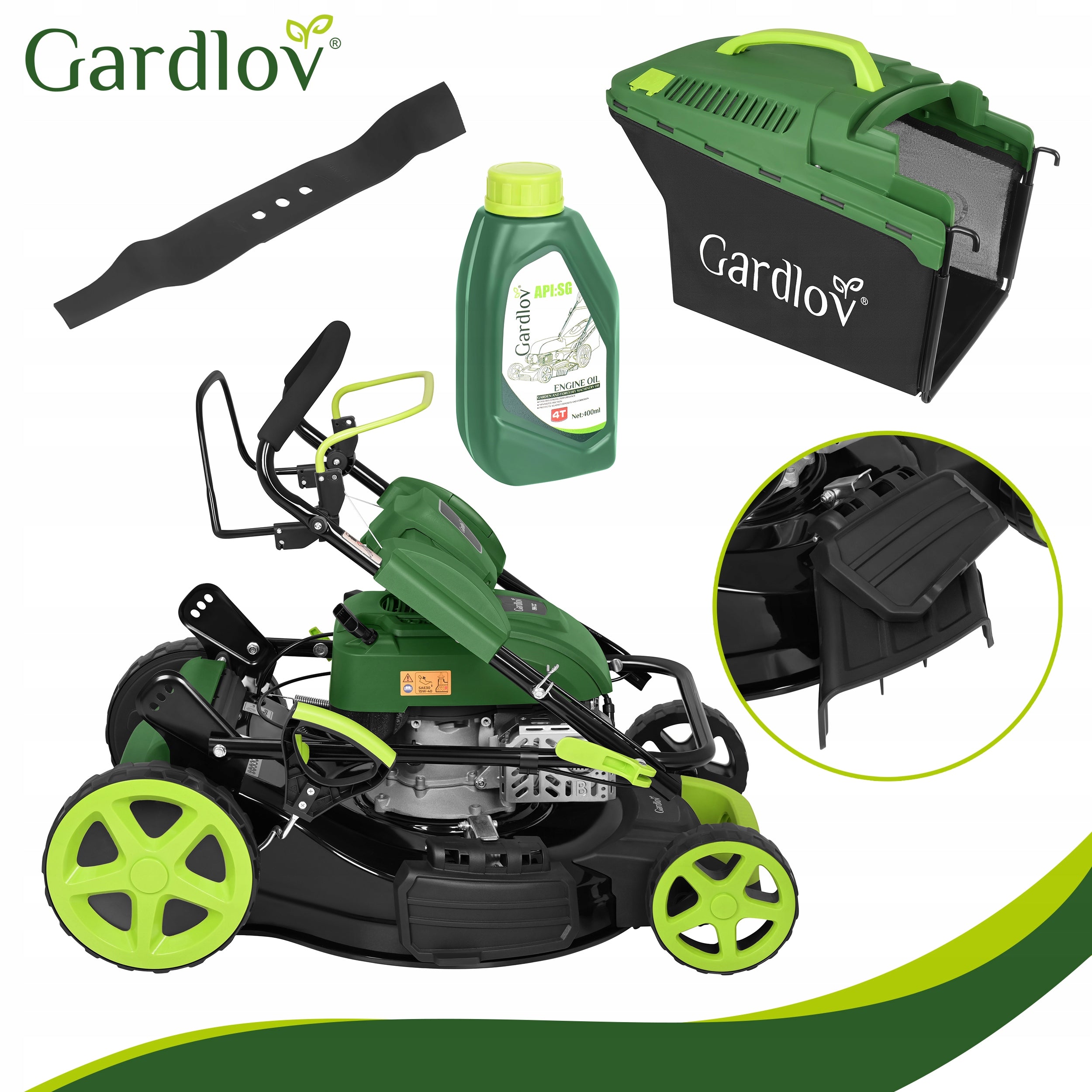 Combustion mower with Drive 51cm Strong196cc Grass 4in1 Mulching 60l Manufacturer code Kosiarka spalinowa napędem DriveXPro Gardlov