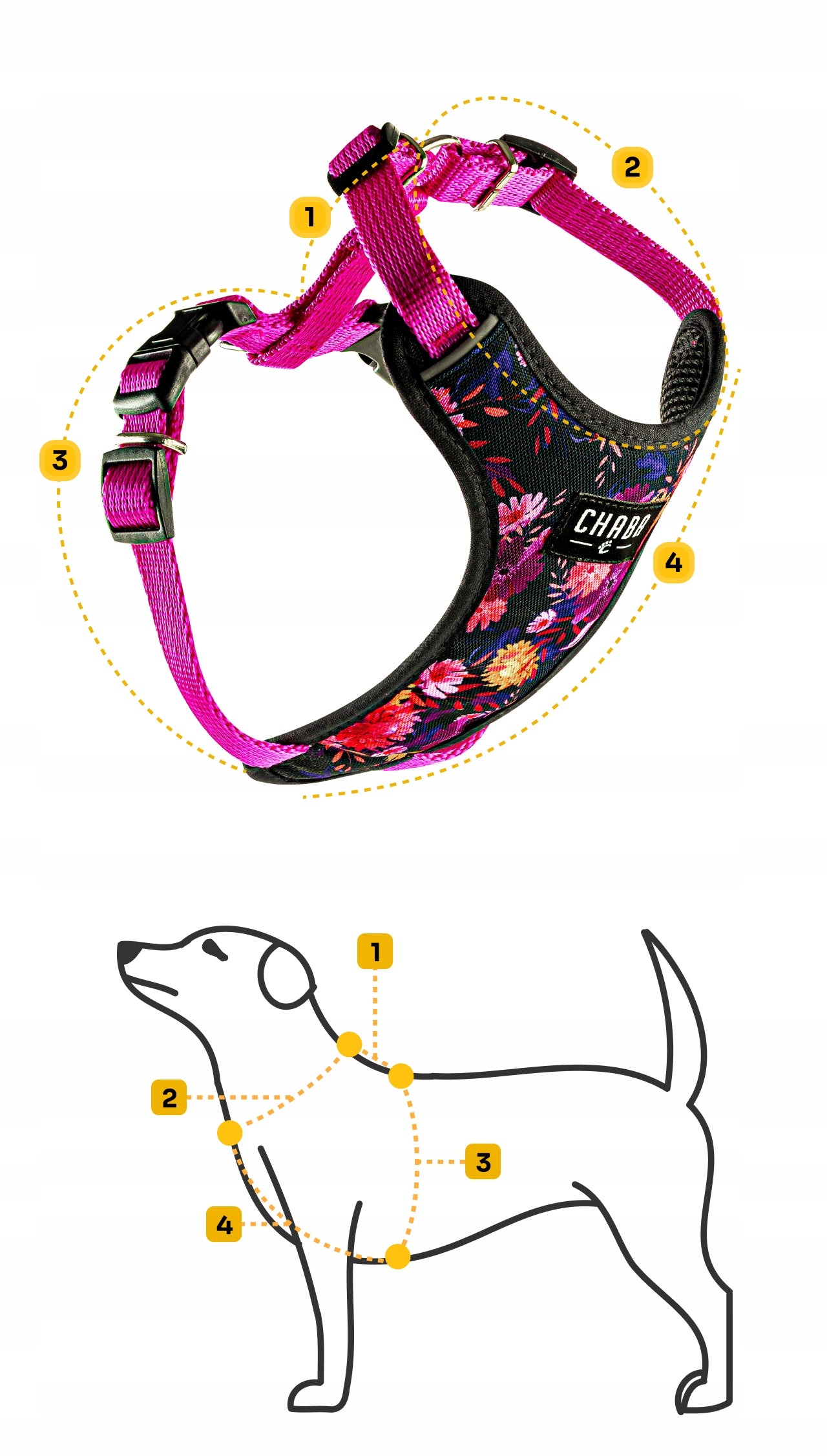 Comfort Guard Walking Harness for Small Dog - Chaba Marigold Size M Color multicolor