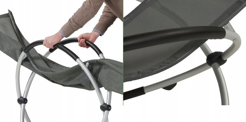 Comfortable Aluminum FOLDING Garden Lounger Chair Beach ROCKING Anthracite Manufacturer code SKŁADANY Fotel LEŻAK Bujany Antracyt