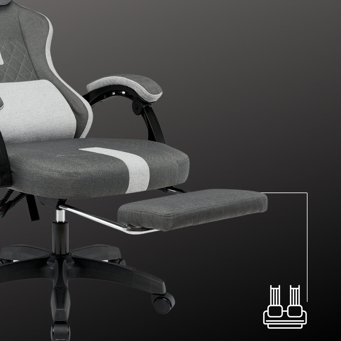 Comfortable Office Gaming Chair Swivel Grey Fabric Furniture width 65 cm