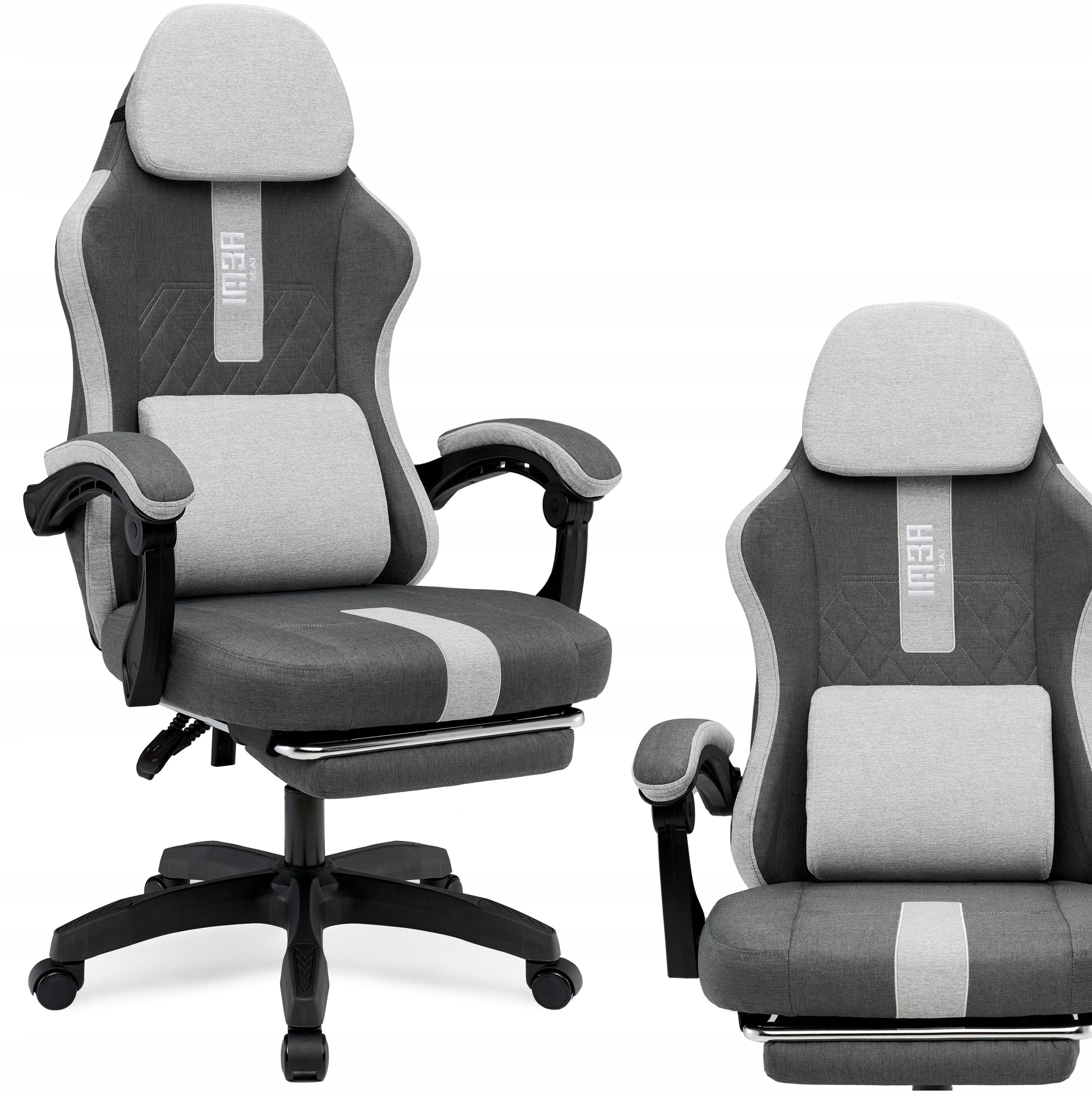Comfortable Office Gaming Chair Swivel Grey Fabric