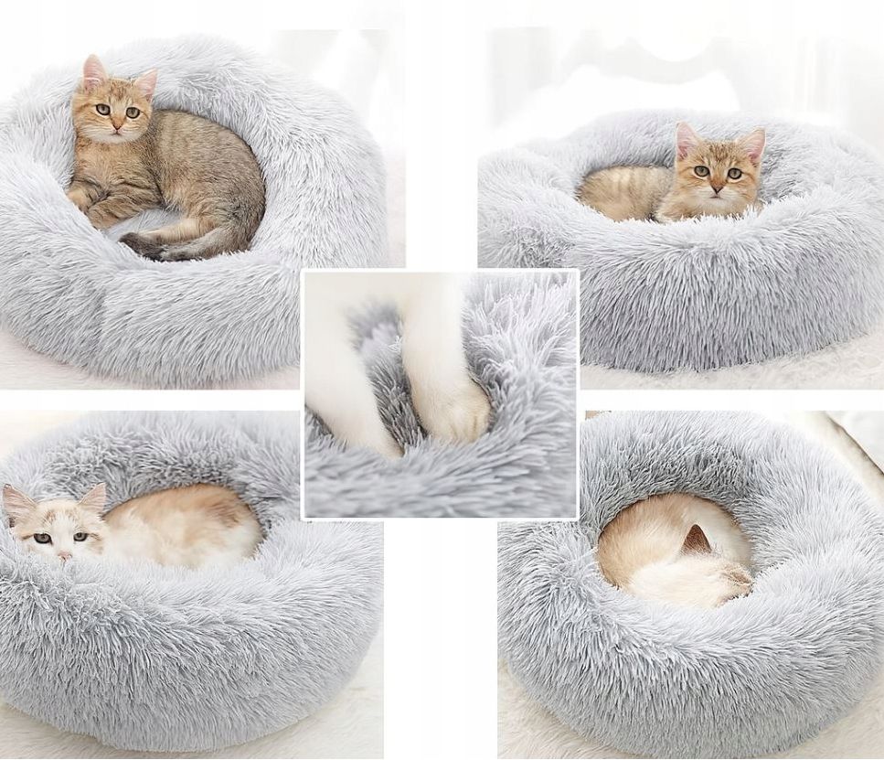 Comfortable dog and cat bed MILO 60 cm, fluffy, non-slip Color gray