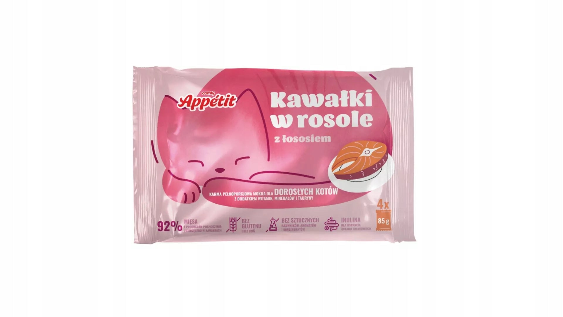 Comfy Appetit wet cat food pieces in broth with SALMON 4x85 g