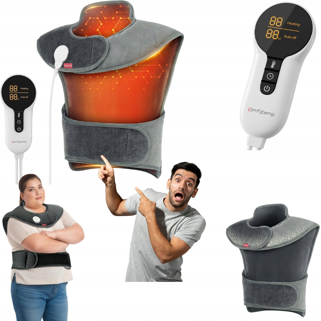 Comfytemp IR Neck and Back Heating Pillow 6 Levels Warmth and Comfort