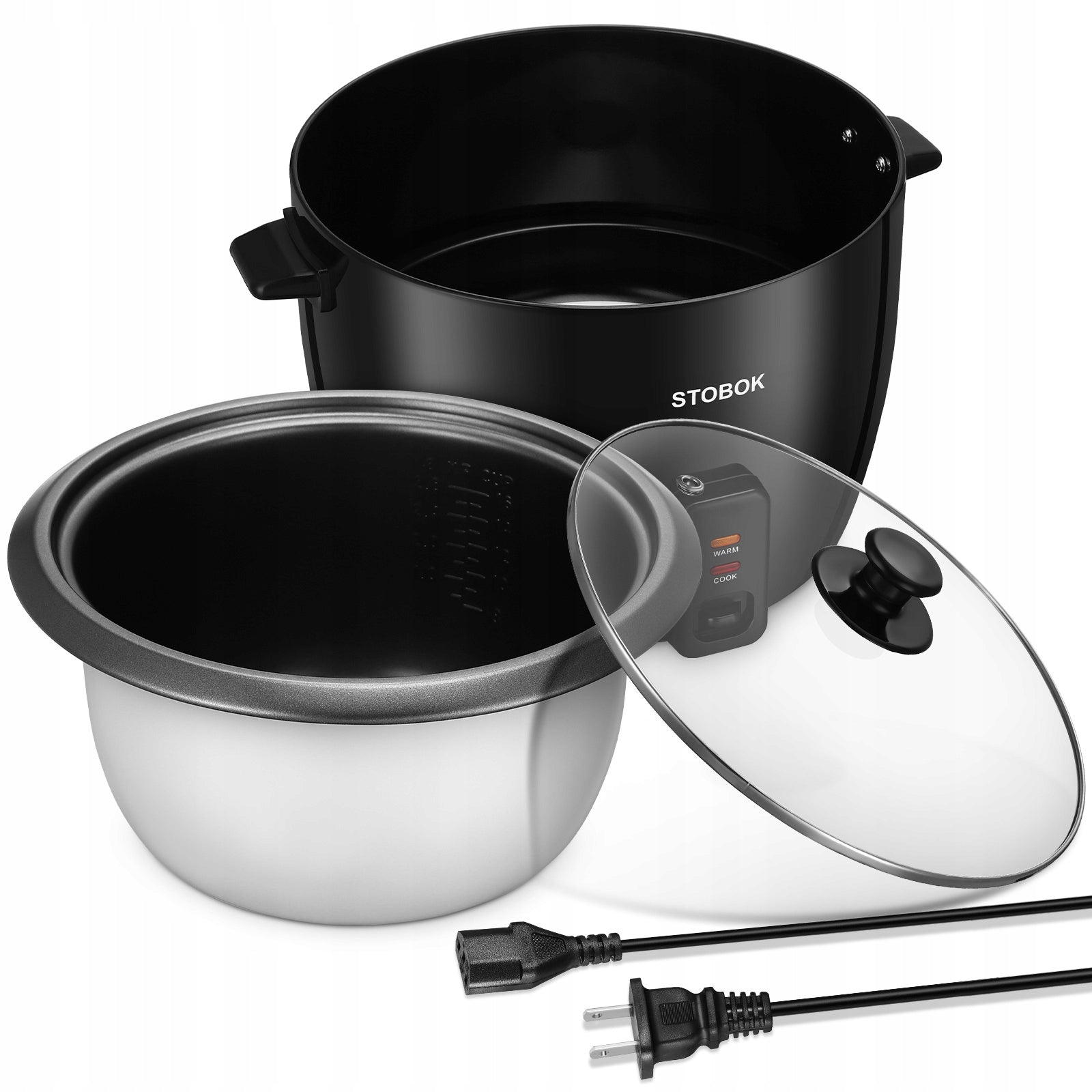 Compact Black Electric Rice Cooker Multi-Use Rice Pot with Clear Lid Brand no brand