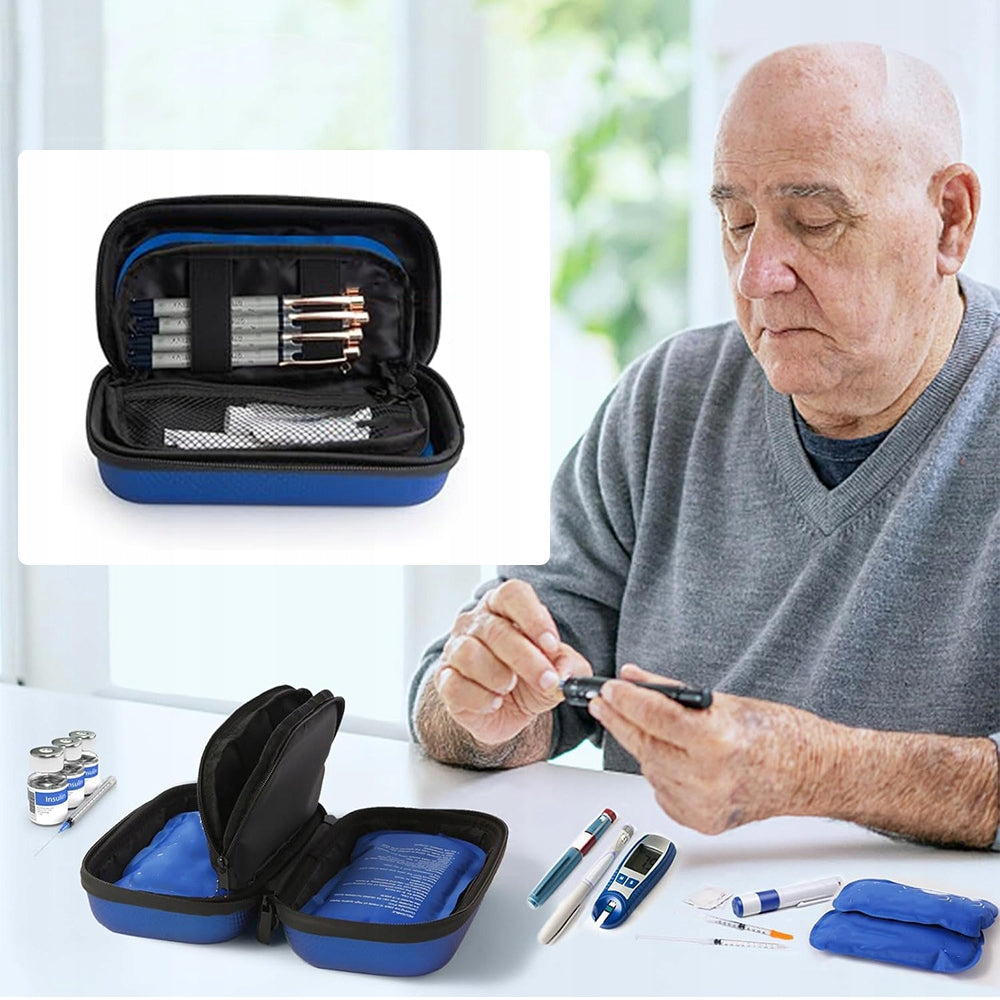 Compact insulin cooling bag for diabetics + 2 cooling cartridge Kind thermal bags