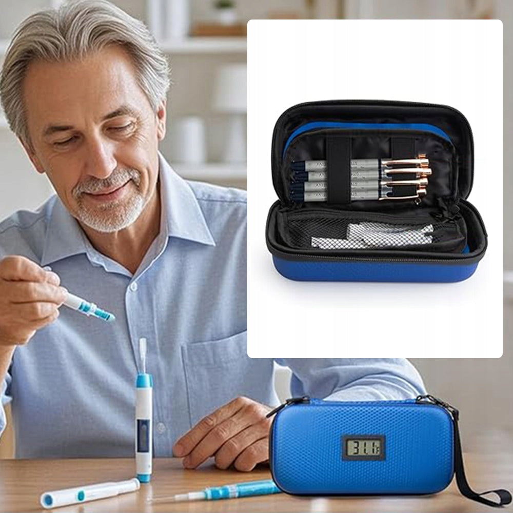 Compact insulin cooling bag for diabetics + 2 cooling cartridge Medical device no