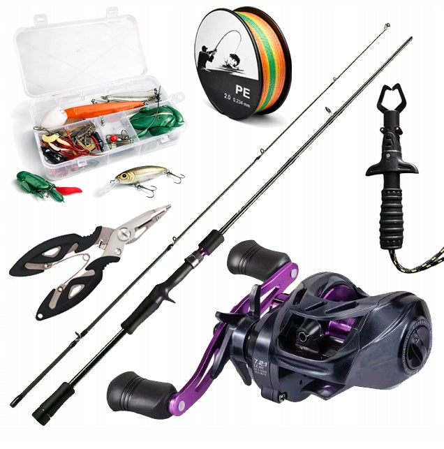 Complete Fishing Set Fishing Rod Reel Multiplier Bait Plates