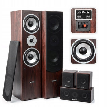 Complete Home Theater Surround Speaker System Fenton 5.0 Walnut