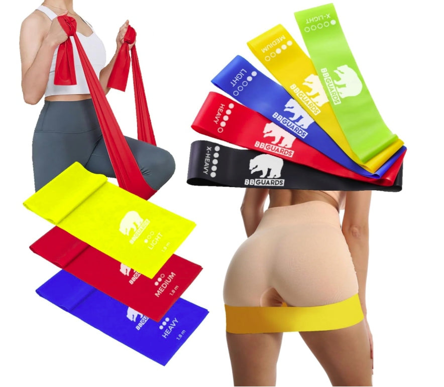 Complete set of resistance rubbers for full body training 8 pcs BBGUARDS