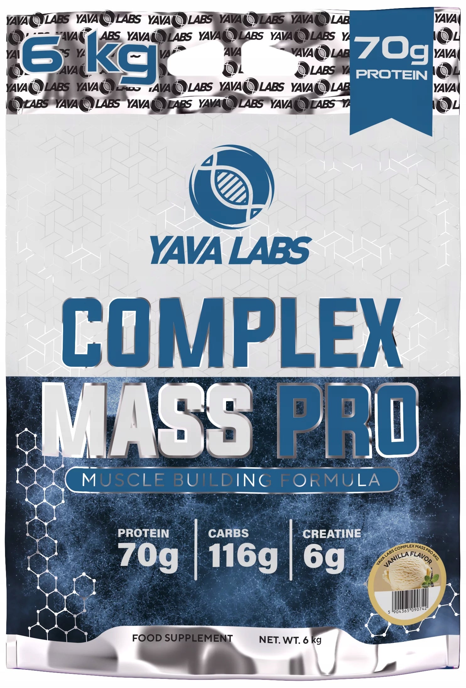 Complex Pro Mass 6kg/ Gainer Yava Labs – Gainer for athletes Vanilla