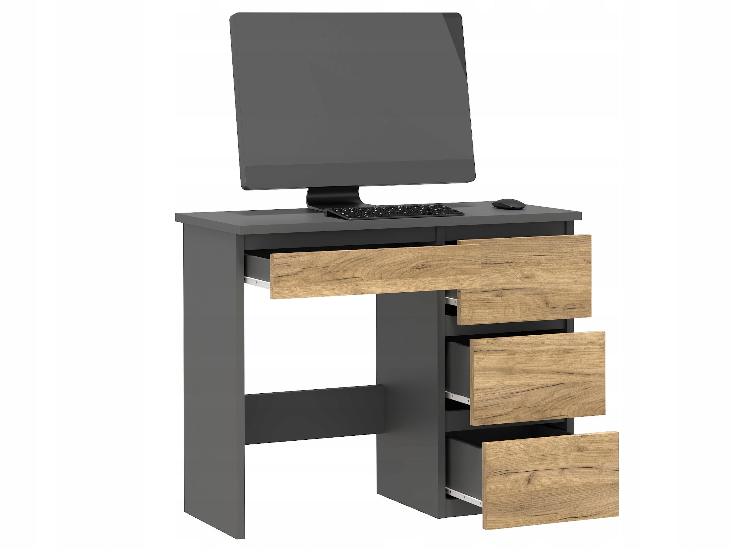 Computer desk with drawers Beta 3 ANTHRACITE - OAK CRAFT roomy comfortable EAN (GTIN) 5903855718203