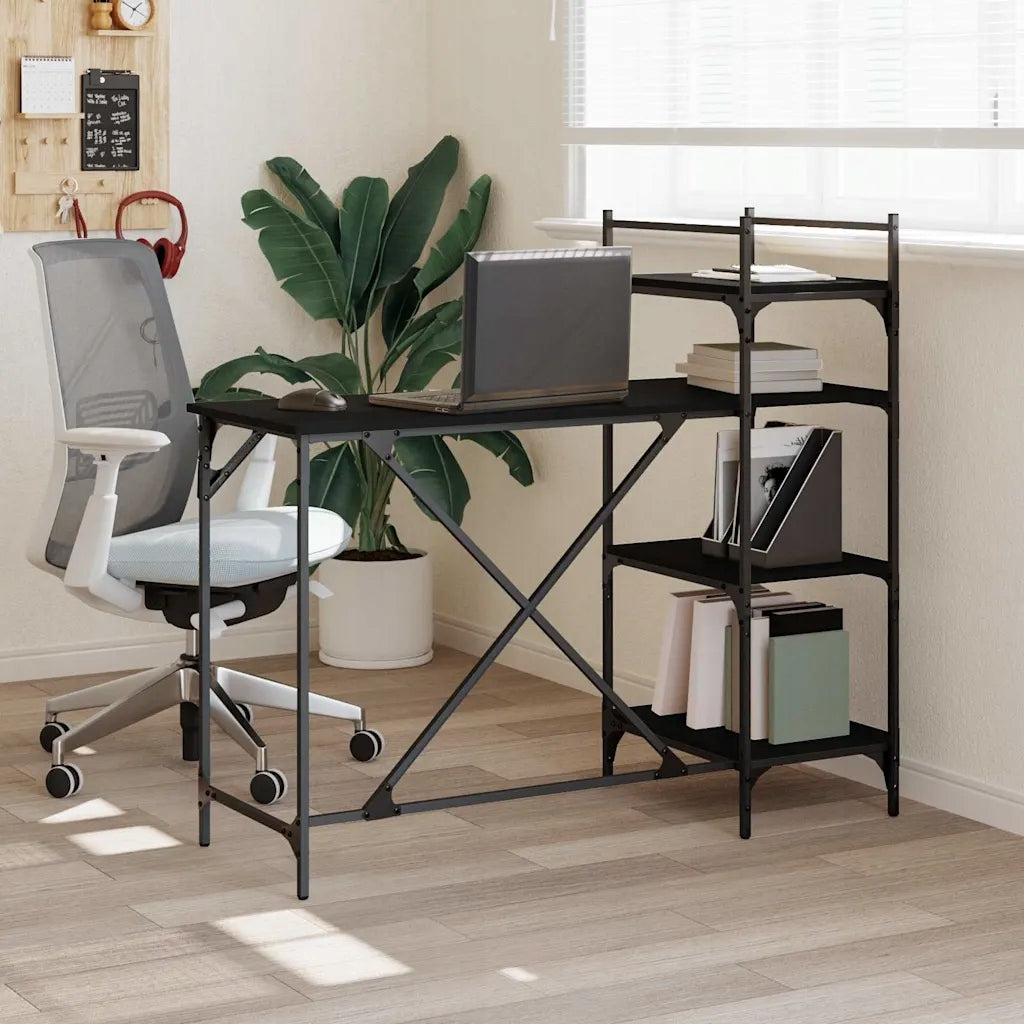 Computer desk with shelves, black, 120x47x109 Furniture color black