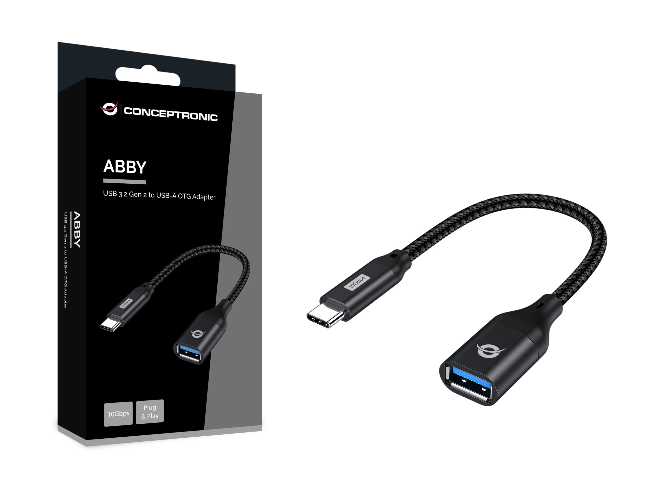 Conceptronic ABBY18B USB-C Cable Adapter USB-A Black Manufacturer code 4015867236291
