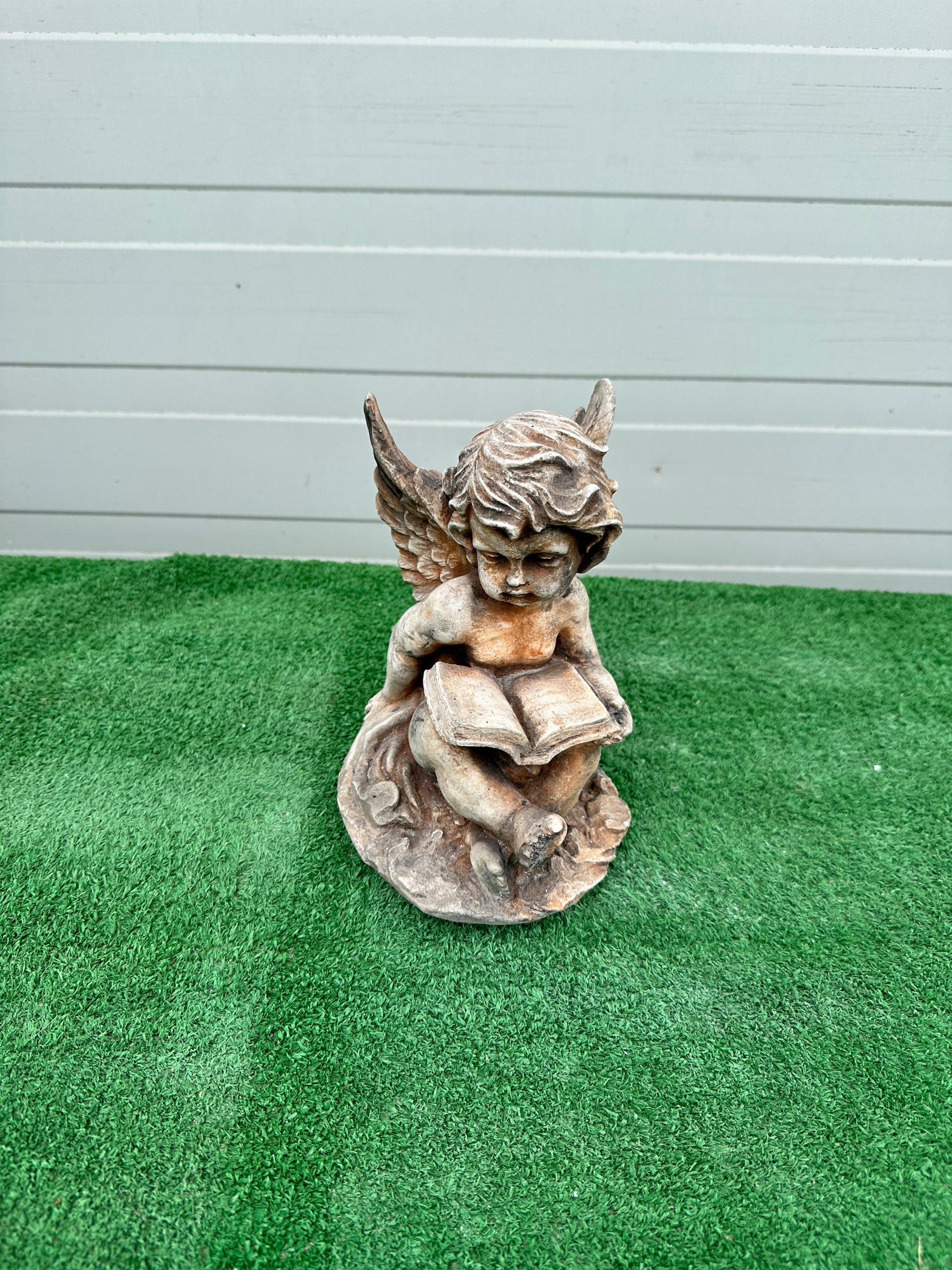 Concrete Figurine Angel with Book Decoration Concrete Figure Angel Manufacturer no brand