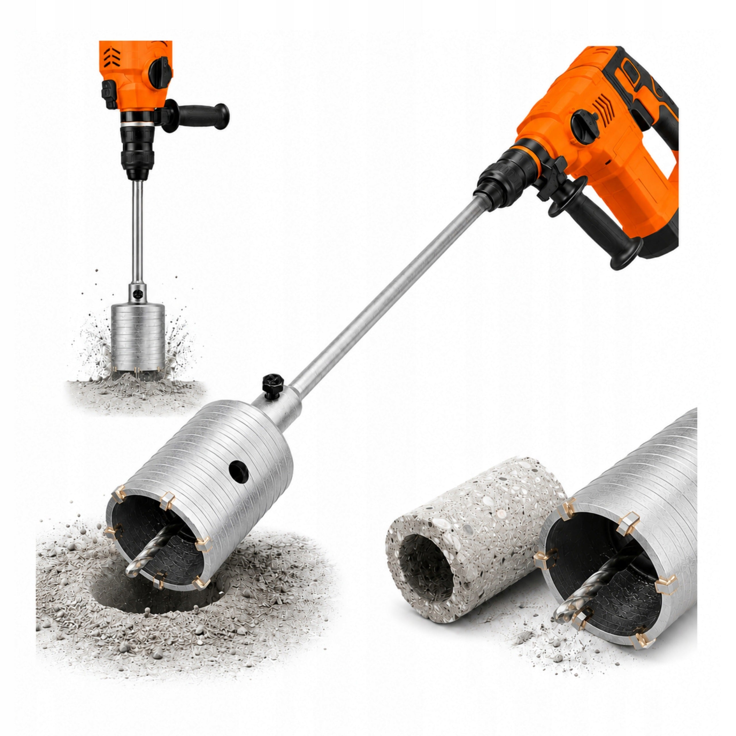 Concrete Hole Saw 60mm Drill Bit Cutter Cans with Adapter 600mm SDS Plus