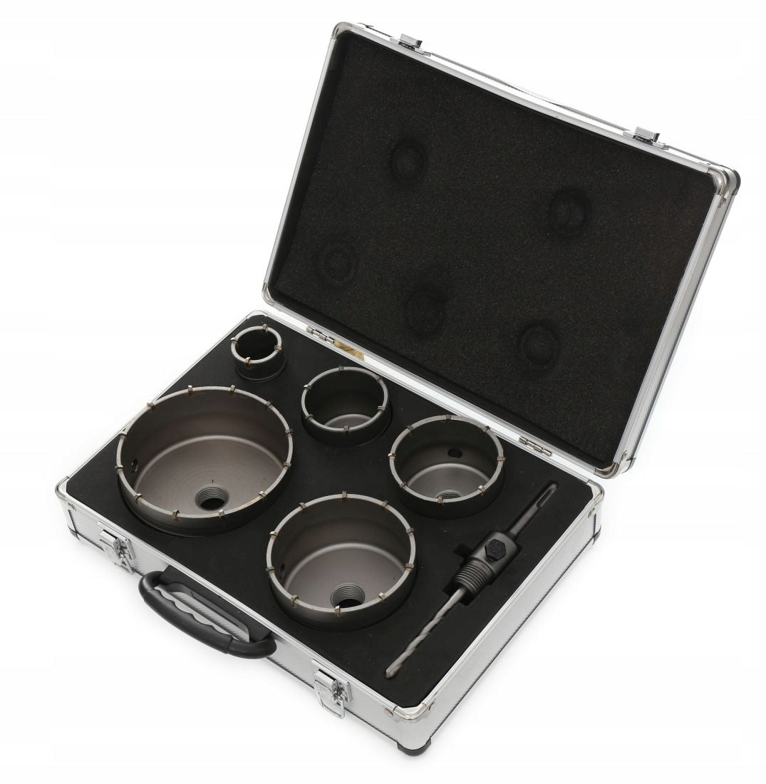 Concrete masonry hole saw Set 7el SDS+ IN CASE 40 65 80 100 125mm STRONG Manufacturer code TA1510 zestaw otwornic do betonu koronka SDS