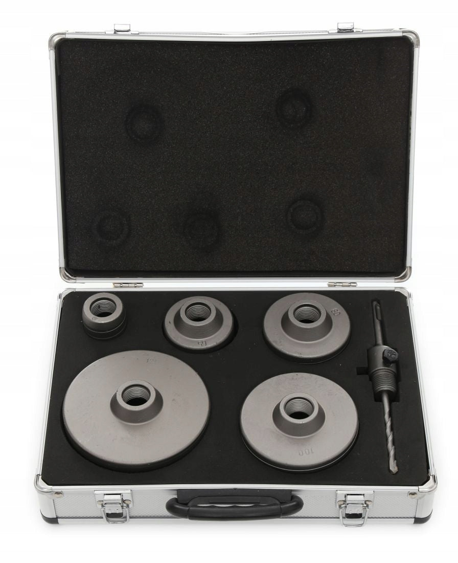Concrete masonry hole saw Set 7el SDS+ IN CASE 40 65 80 100 125mm STRONG Packaging status original