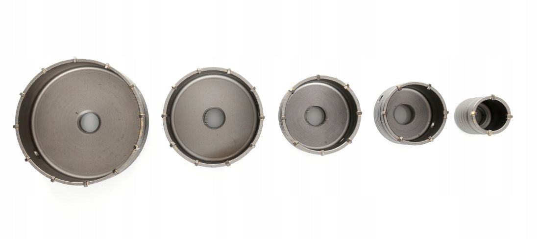 Concrete masonry hole saw Set 7el SDS+ IN CASE 40 65 80 100 125mm STRONG Purpose concrete aerated concrete bricks ceramics stone cement slabs drywall
