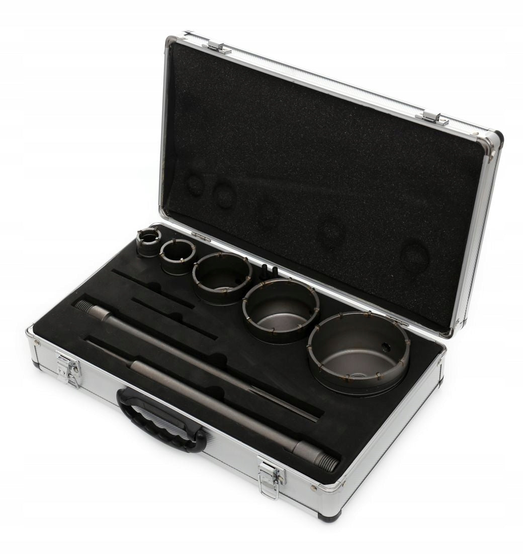 Concrete masonry hole saw Set 7el SDS+ IN CASE 40 65 80 100 mm STRONG Manufacturer code TA1511