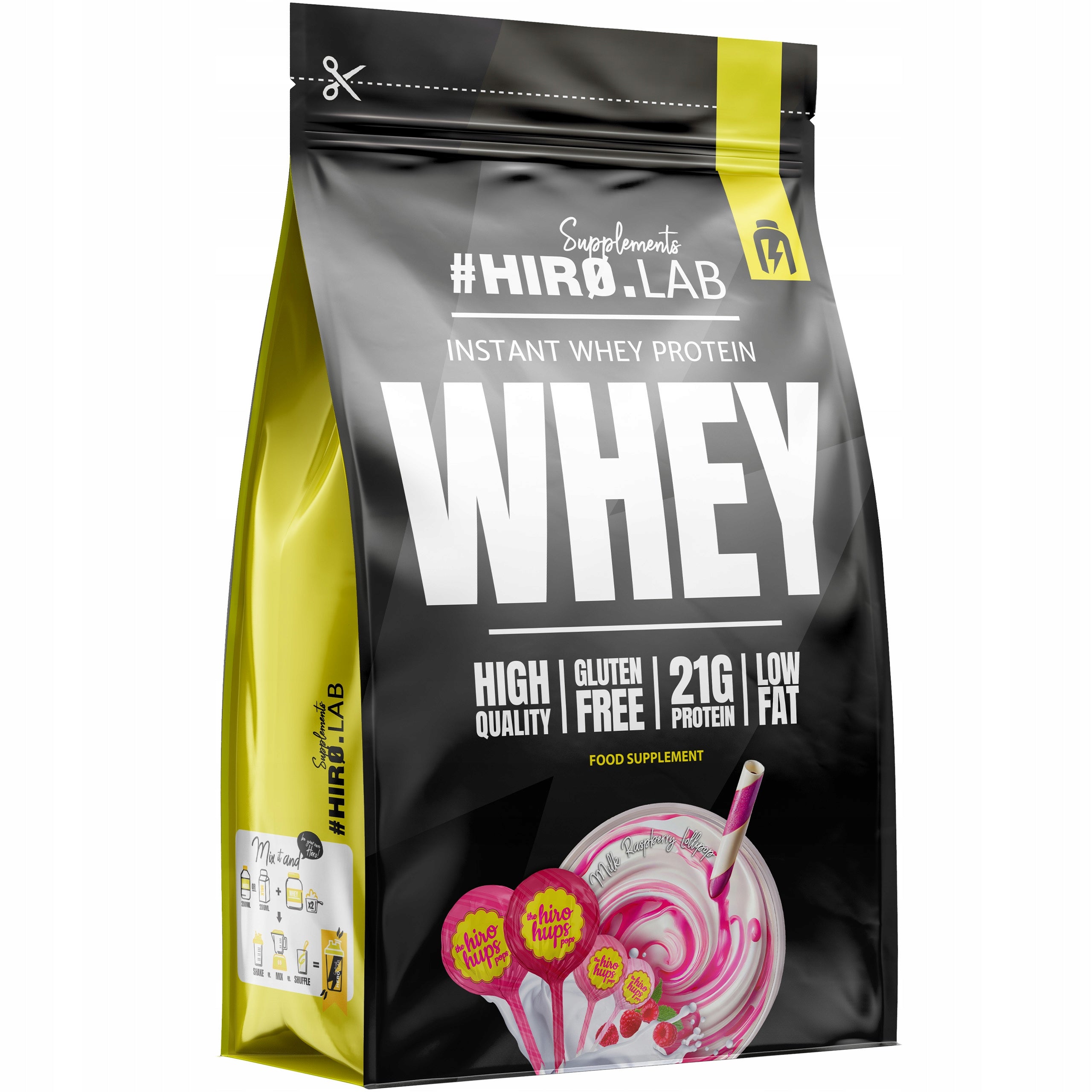 Conditioner Whey Protein WPC HIRO.LAB 2kg Raspberry Without Gluten Powder