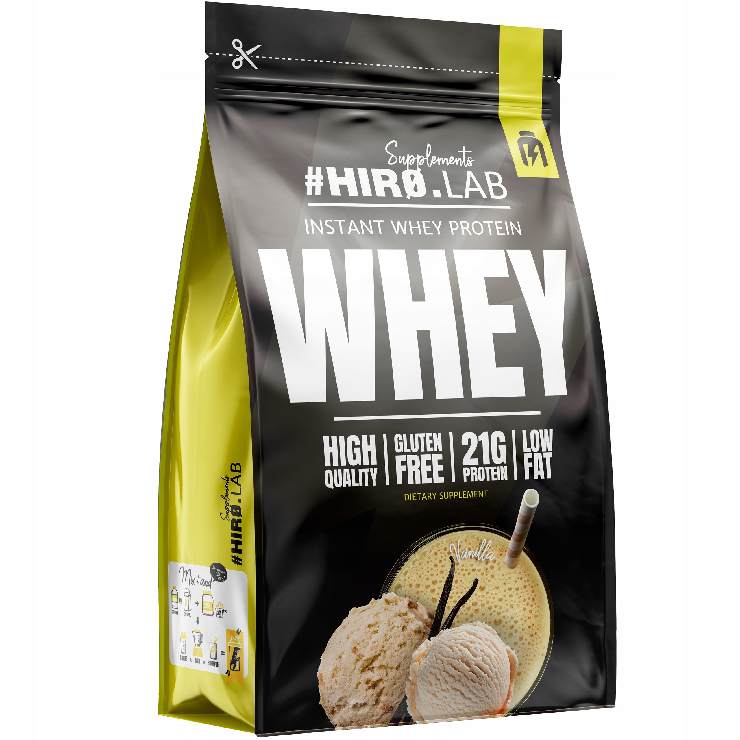 Conditioner Whey Protein WPC HIRO.LAB 2kg Vanilla Gluten Free Powder