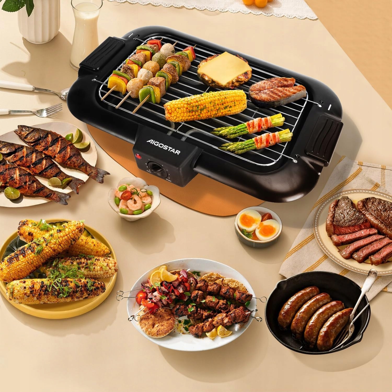 Contact electric grill Aigostar 2000W black Power rating 2000 W