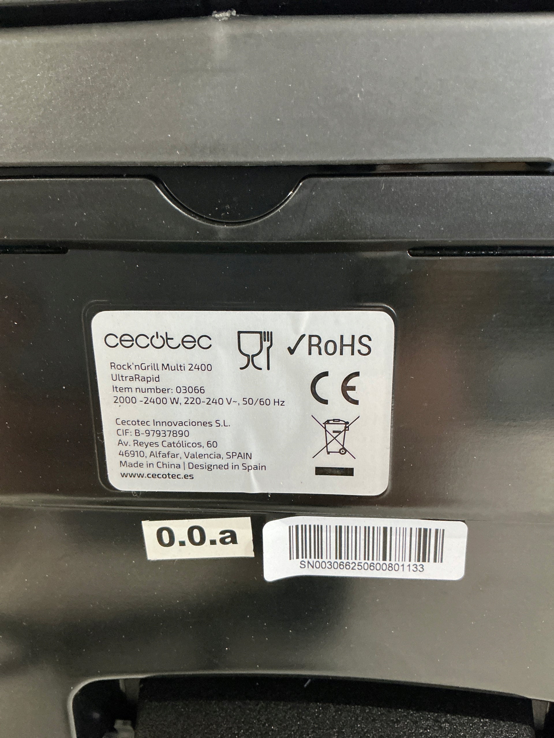 Contact electric grill Cecotec Rock'Ngrill silver/grey 2400 W Model Rock'Ngrill