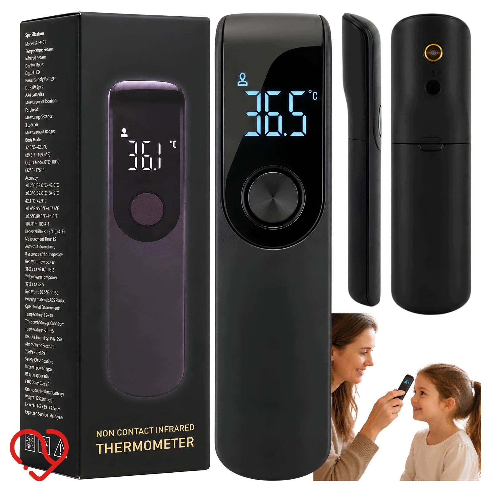 Contactless Forehead Thermometer LED Fever for Children for Adults