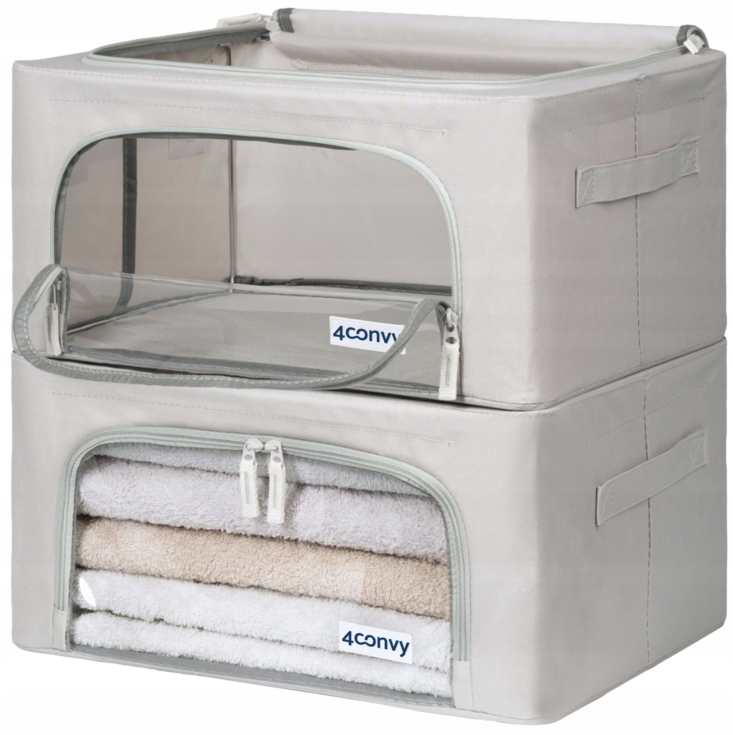 Container organizer bag box for clothes bedding with lid for wardrobes 24L x2