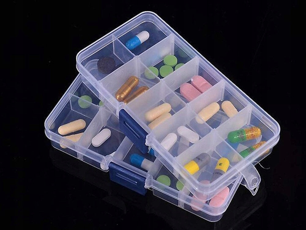 Container organizer for screws medicines 10 compartments high Medical device no