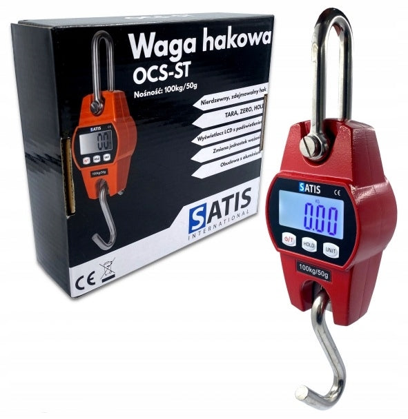 Control hook scale range 100kg accuracy 50g Satis OCS-ST red