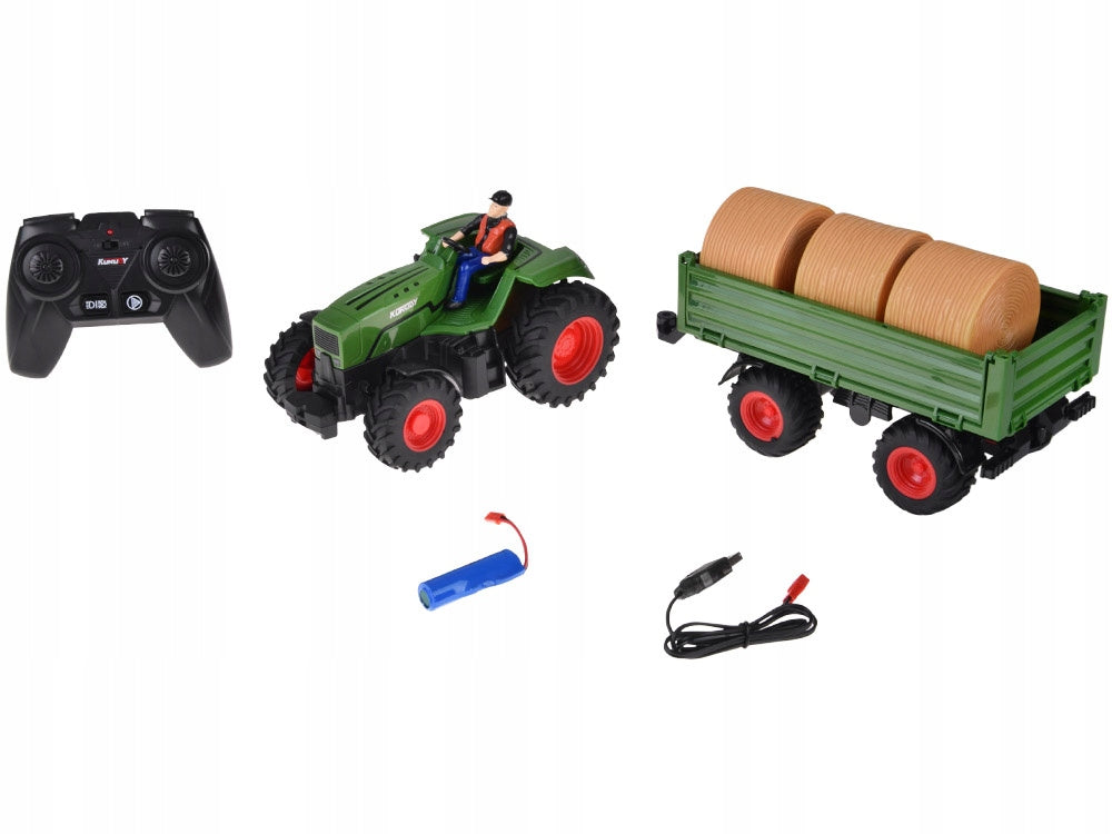Controlled Tractor for Pilot with Trailer + Hay Balls Tractor RC0717 Brand Jokomisiada