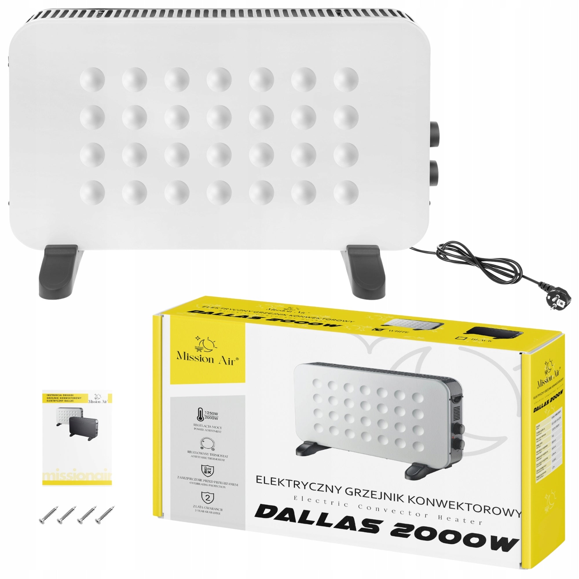 Convection Electric Heater Energy Efficient Portable THERMOSTAT 2000W Packaging status original